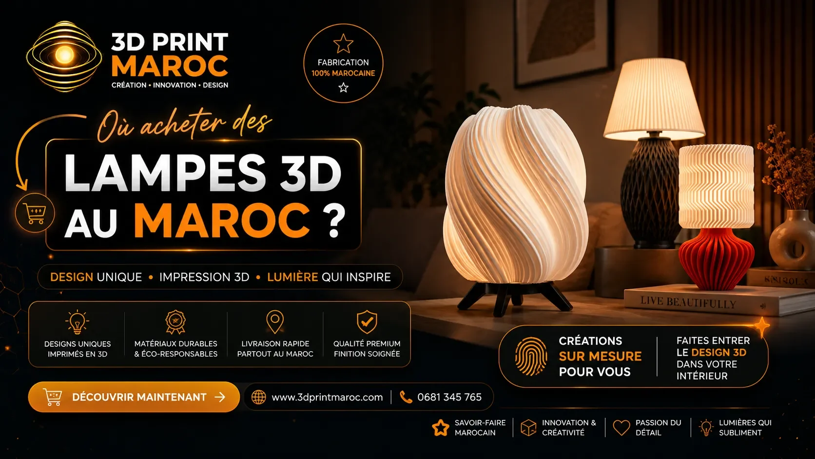 Où acheter des lampes 3D au Maroc ? Le guide complet des meilleures boutiques et créateurs en 2026