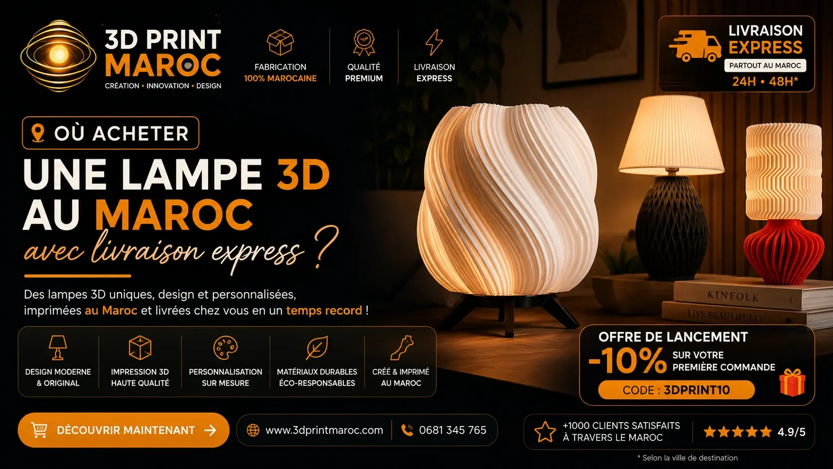 Acheter lampe 3D Maroc : guide complet pour une livraison express