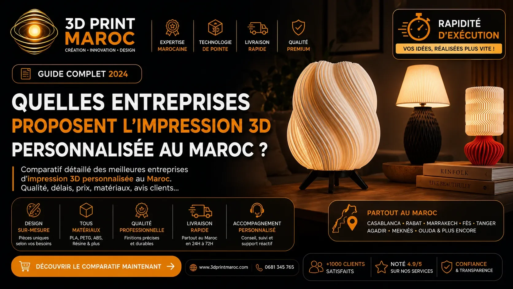 Lampe 3D personnalisée Maroc : les meilleures entreprises pour vos projets